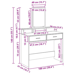 Τραπέζι περιποίησης Σκυρόδεμα Γκρι 100 x 41 x 140 εκ.