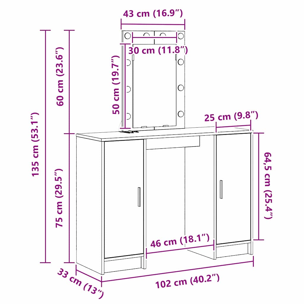 Τραπέζι περιποίησης Λευκό 102 x 33 x 135 εκ Επεξεργασμένο ξύλο - Pakobazaar