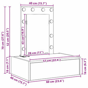 Τραπέζι περιποίησης Καφέ 60 x 40 x 70 εκ. Επεξεργασμένο ξύλο - Pakobazaar