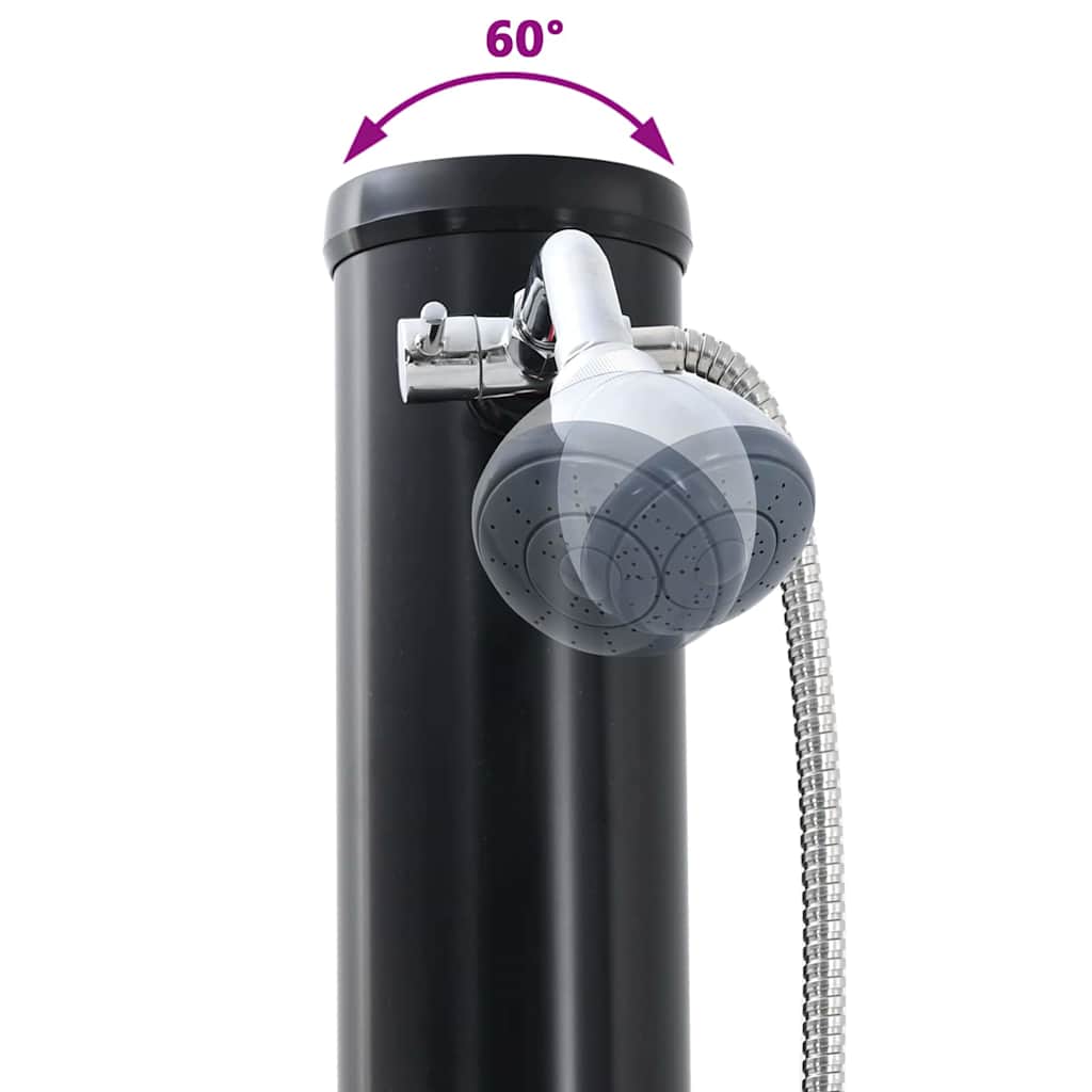 Υπαίθρια ηλιακή ντουζιέρα Μαύρο 217 εκ. PVC και Αλουμίνιο