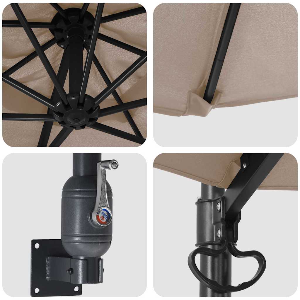 Ομπρέλα Κήπου Taupe 248 x 248 x 148 εκ. Πολυεστέρας και Χάλυβας - Pakobazaar