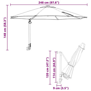 Ομπρέλα Κήπου Taupe 248 x 248 x 148 εκ. Πολυεστέρας και Χάλυβας - Pakobazaar