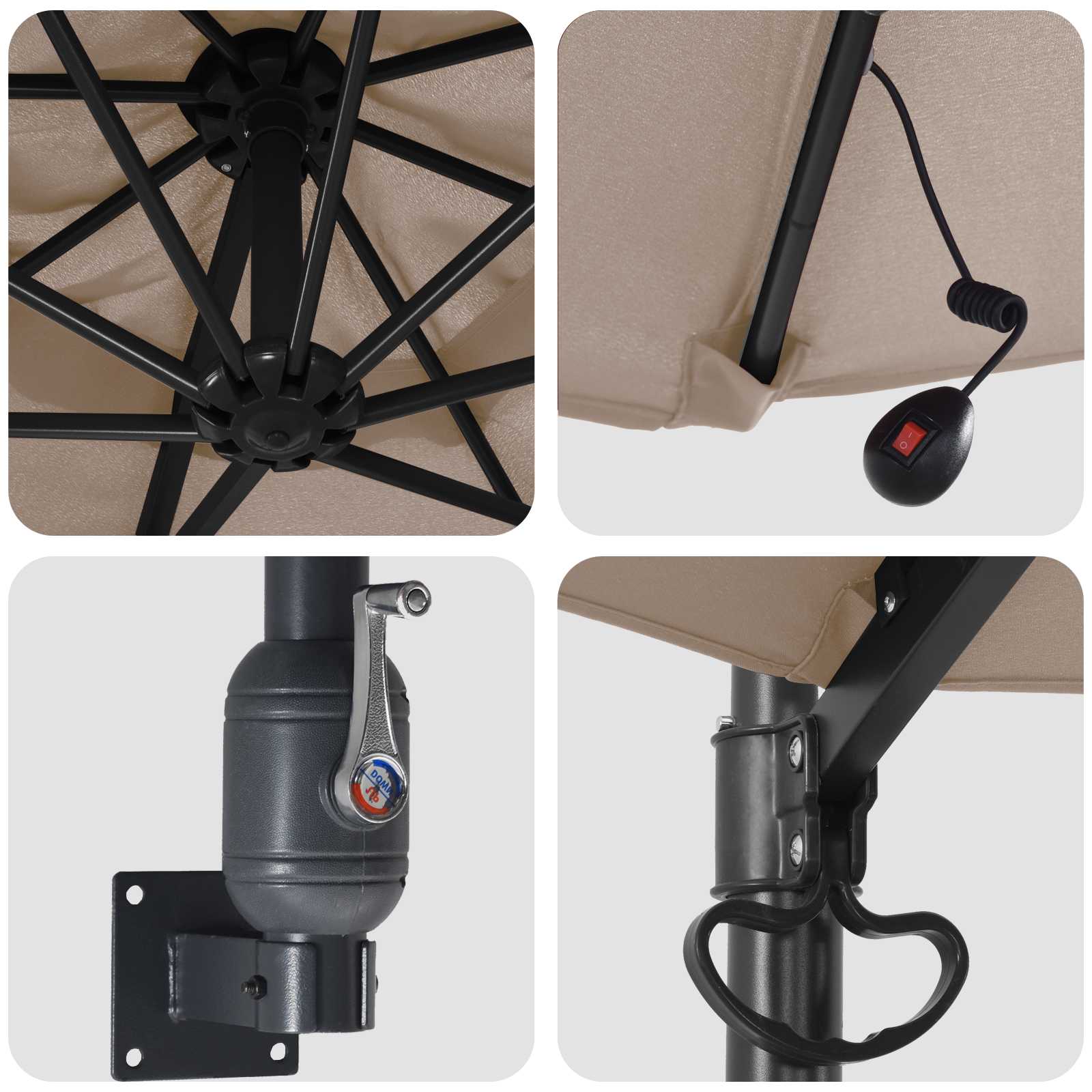 Ομπρέλα Κήπου Taupe 248 x 248 x 148 εκ. Πολυεστέρας και Χάλυβας - Pakobazaar