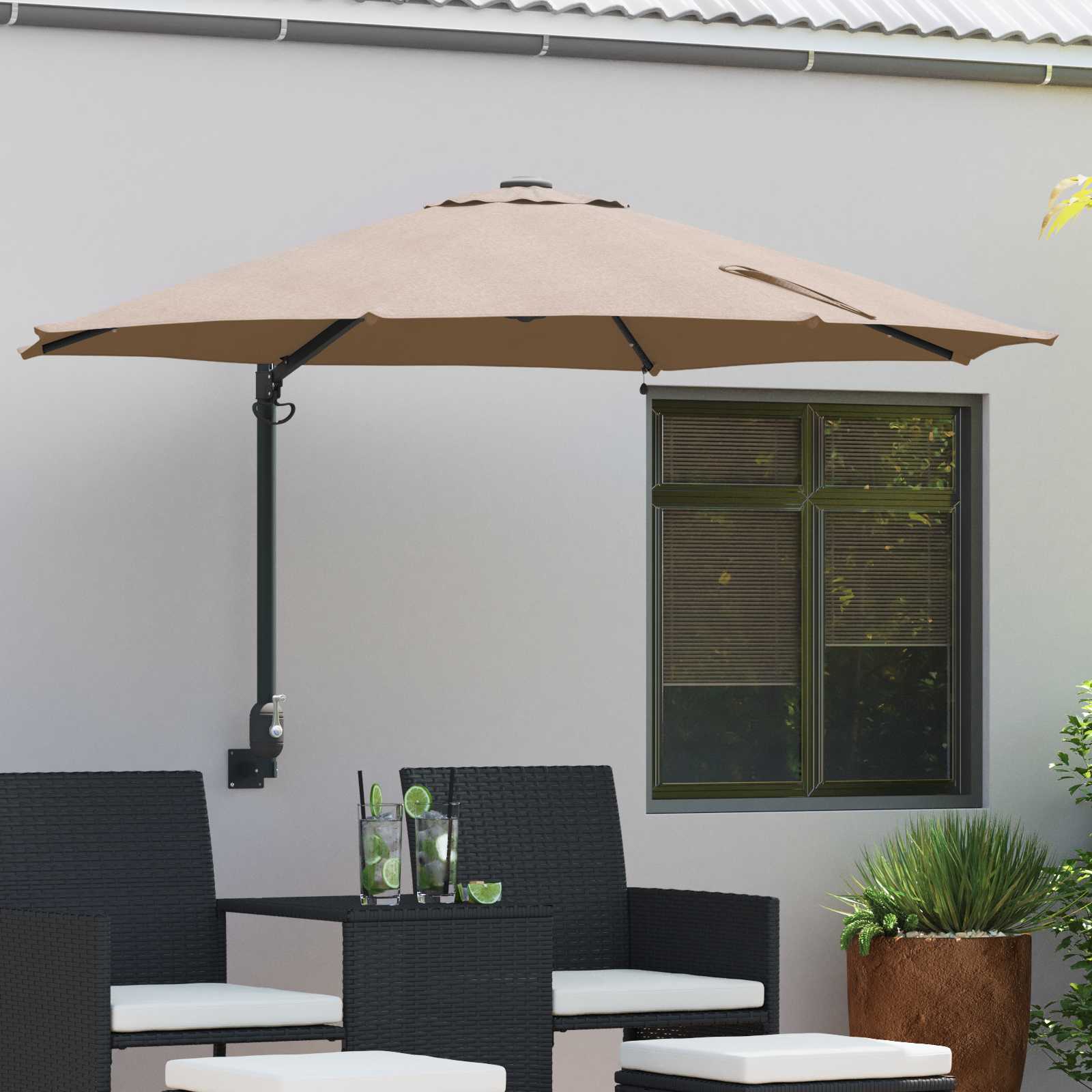 Ομπρέλα Κήπου Taupe 248 x 248 x 148 εκ. Πολυεστέρας και Χάλυβας - Pakobazaar