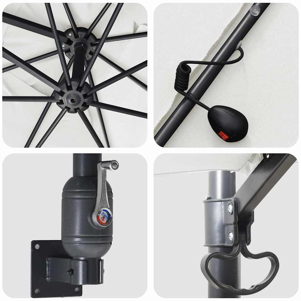 Ομπρέλα Κήπου με φώτα λωρίδας LED Άμμος 248,5 x 247,5 x 160 εκ. - Pakobazaar