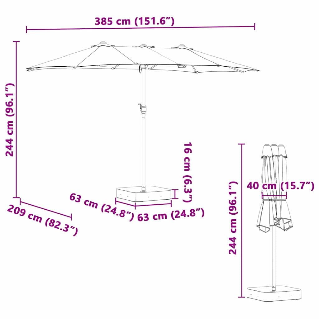 Ομπρέλα Κήπου Taupe 385 x 209 x 244 εκατοστά - Pakobazaar