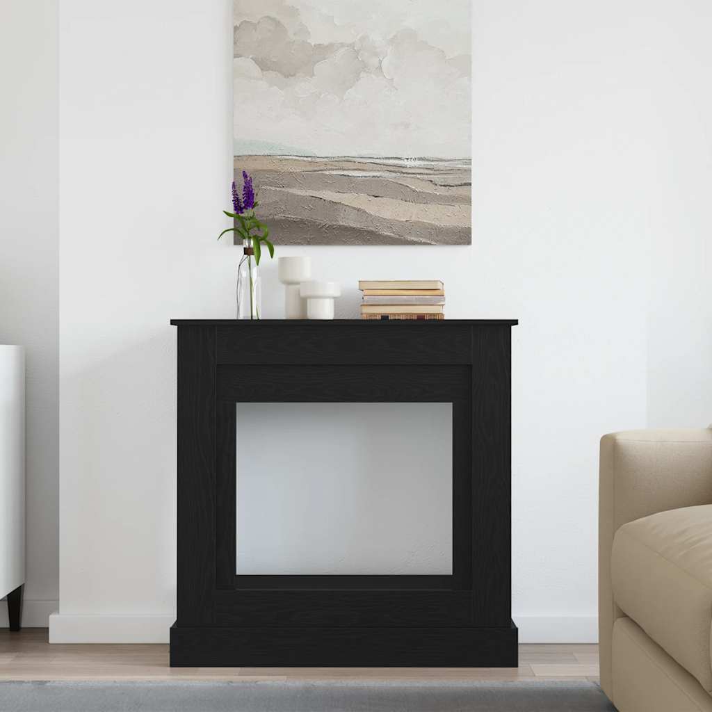 Γύρος τζακιού Μαύρη δρυς 90x30x90 cm Κατασκευασμένο ξύλο