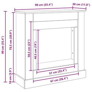 Γύρος τζακιού Μαύρη δρυς 90x30x90 cm Κατασκευασμένο ξύλο
