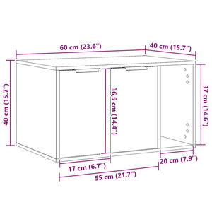 Άμμος για Γάτες - Θήκη Μαύρη Δρυς 60x40x40 εκ. από Τεχνητό Ξύλο