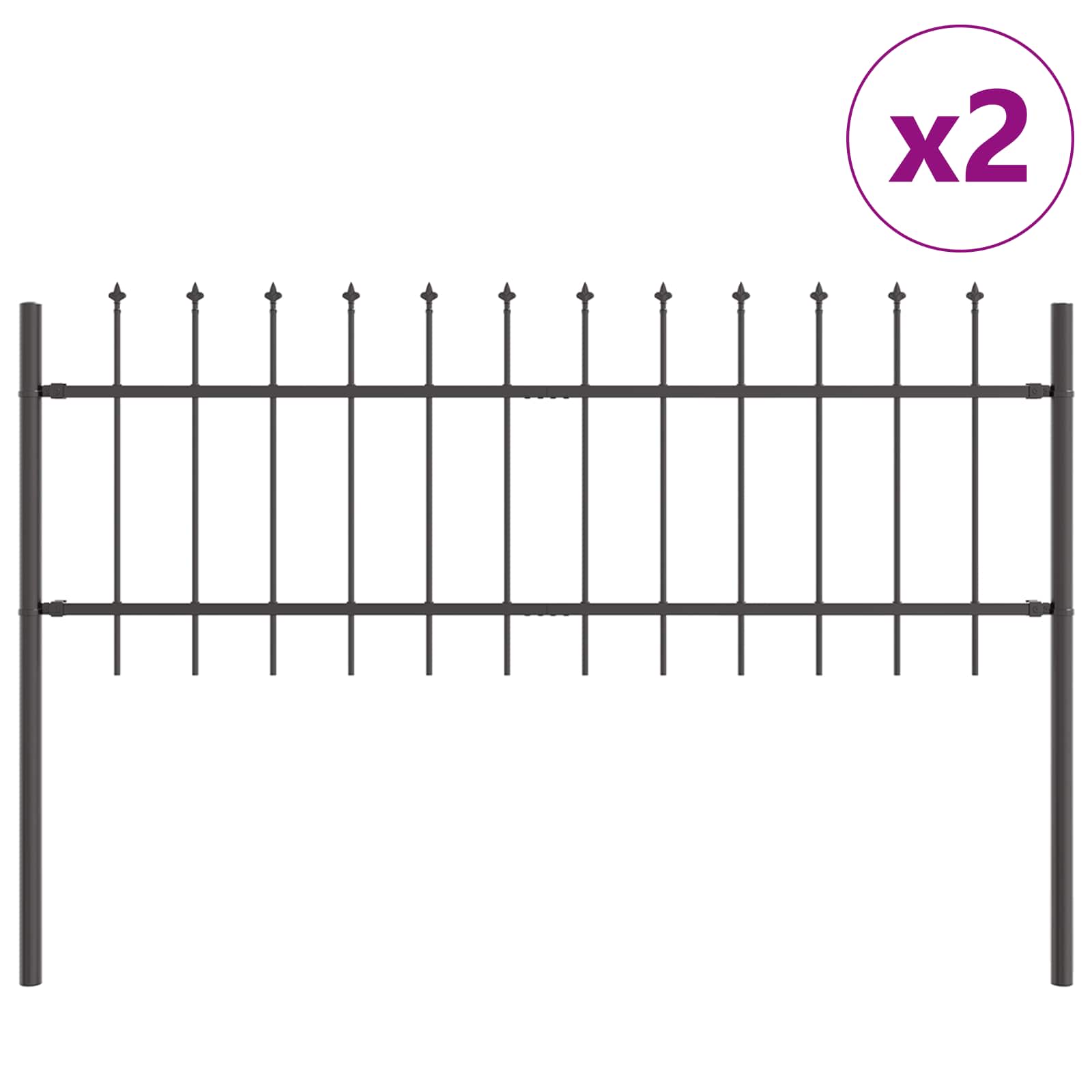 Φράχτης Κήπου 2 pcs Γκρι 3,4 x 0,6 μ Ατσάλι με Πούδρα