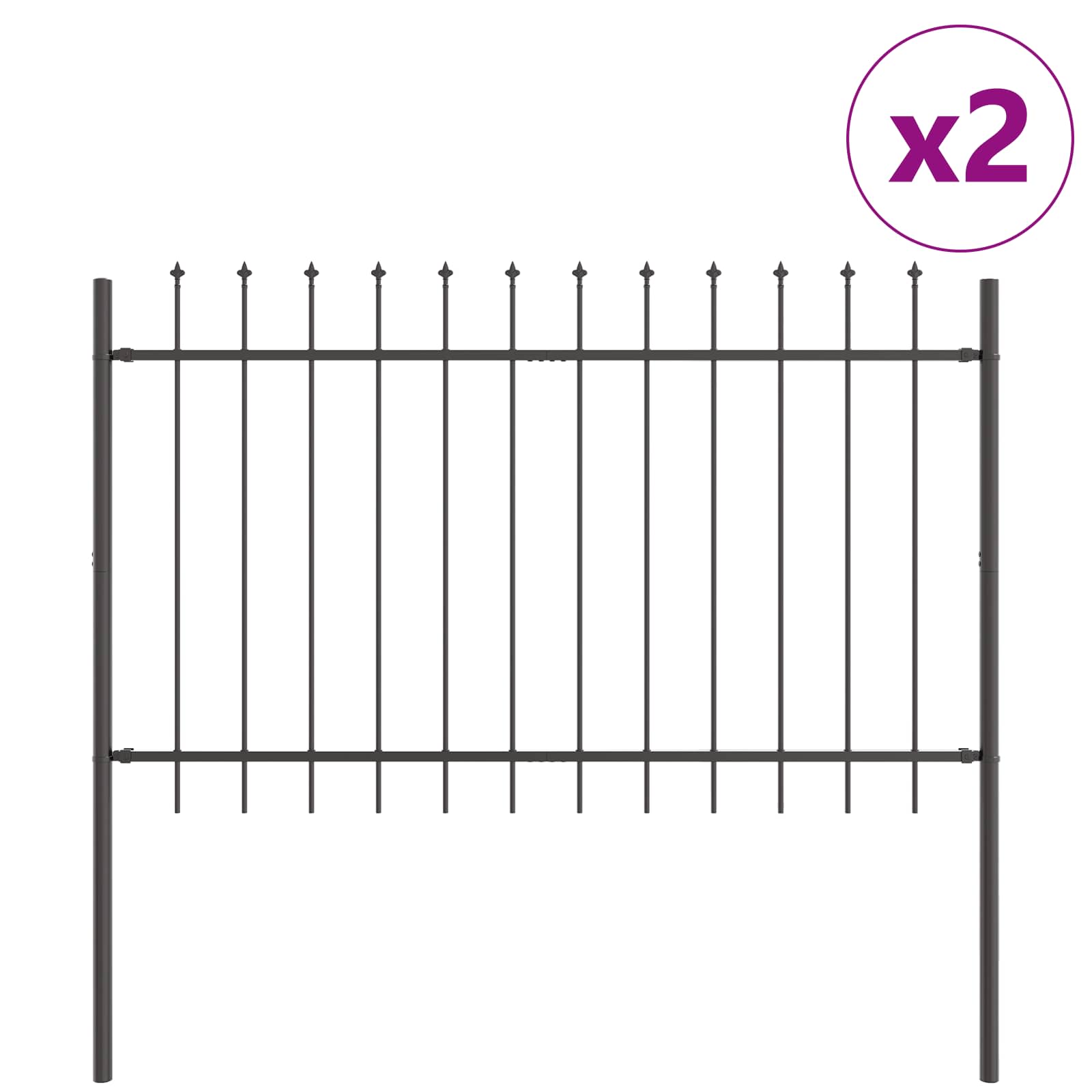 Φράχτης Κήπου 2 pcs Γκρι 3,4 x 0,8 μ Ατσάλι με Πούδρα