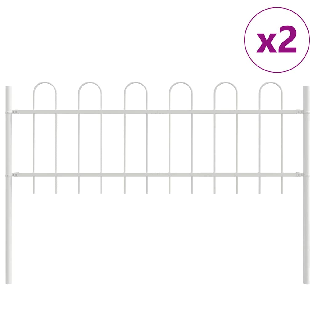 Φράχτης Κήπου BOXTEL 2 pcs 3,4 x 0,6 μ Ατσάλι με Πούδρα Λευκό