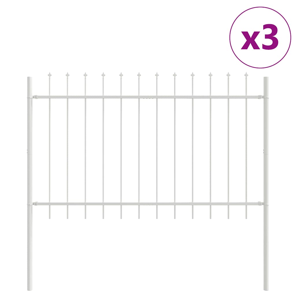 Φράχτης Κήπου 3 pcs Λευκό 5,1 x 1,2 μ Ατσάλι με Πούδρα