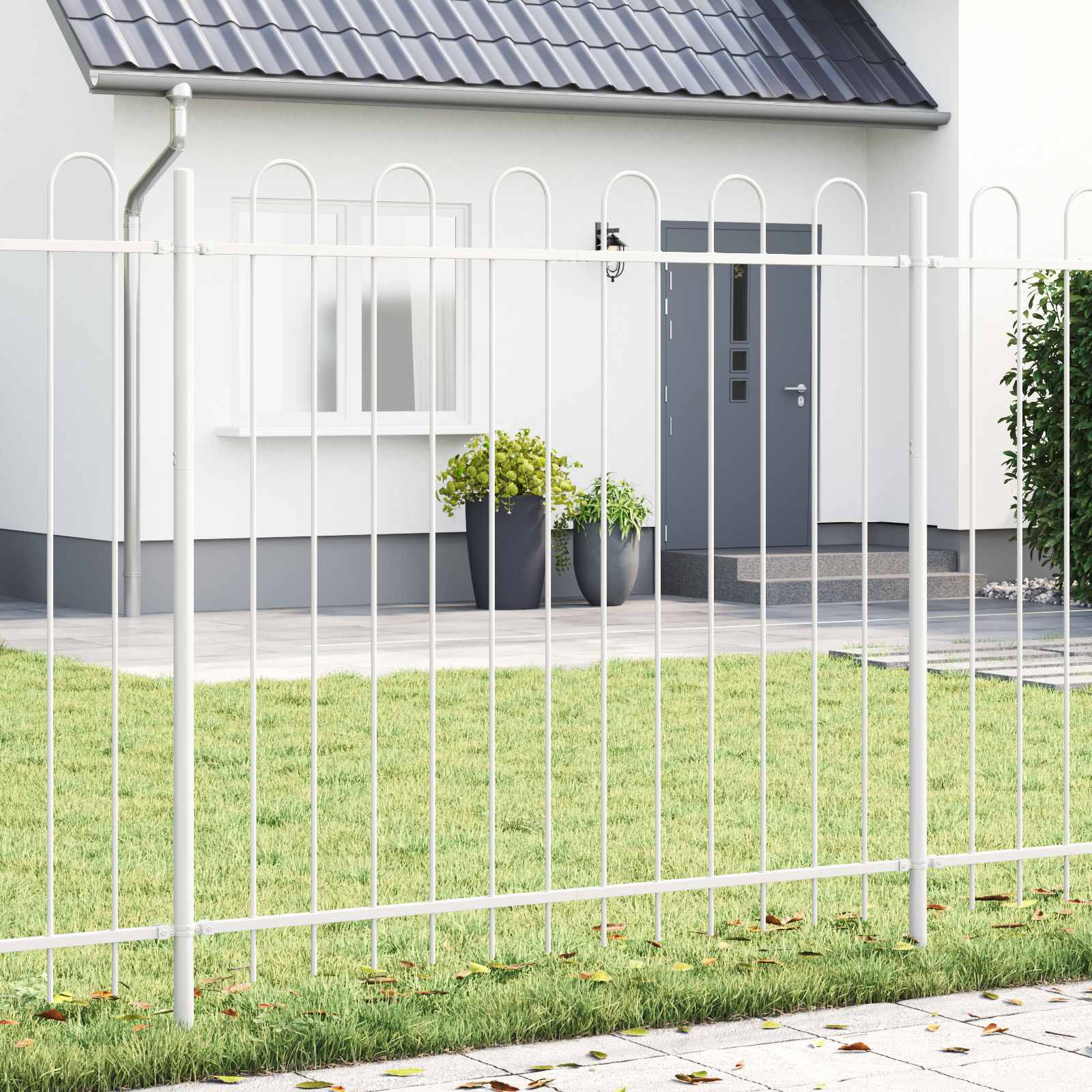 Φράχτης Κήπου 4 pcs Λευκό 6,8 x 1,5 μ Ατσάλι με Πούδρα - Pakobazaar