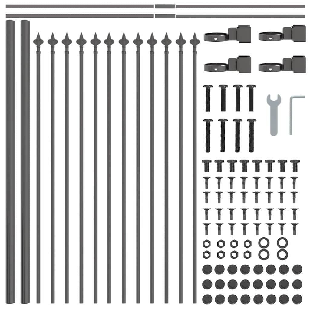 Φράχτης Κήπου 5 pcs Γκρι 8,5 x 0,6 μ Ατσάλι με Πούδρα