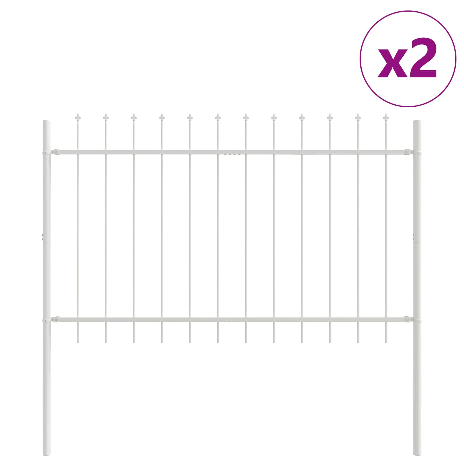 Φράχτης Κήπου 5 pcs Λευκό 8,5 x 0,8 μ Ατσάλι με Πούδρα