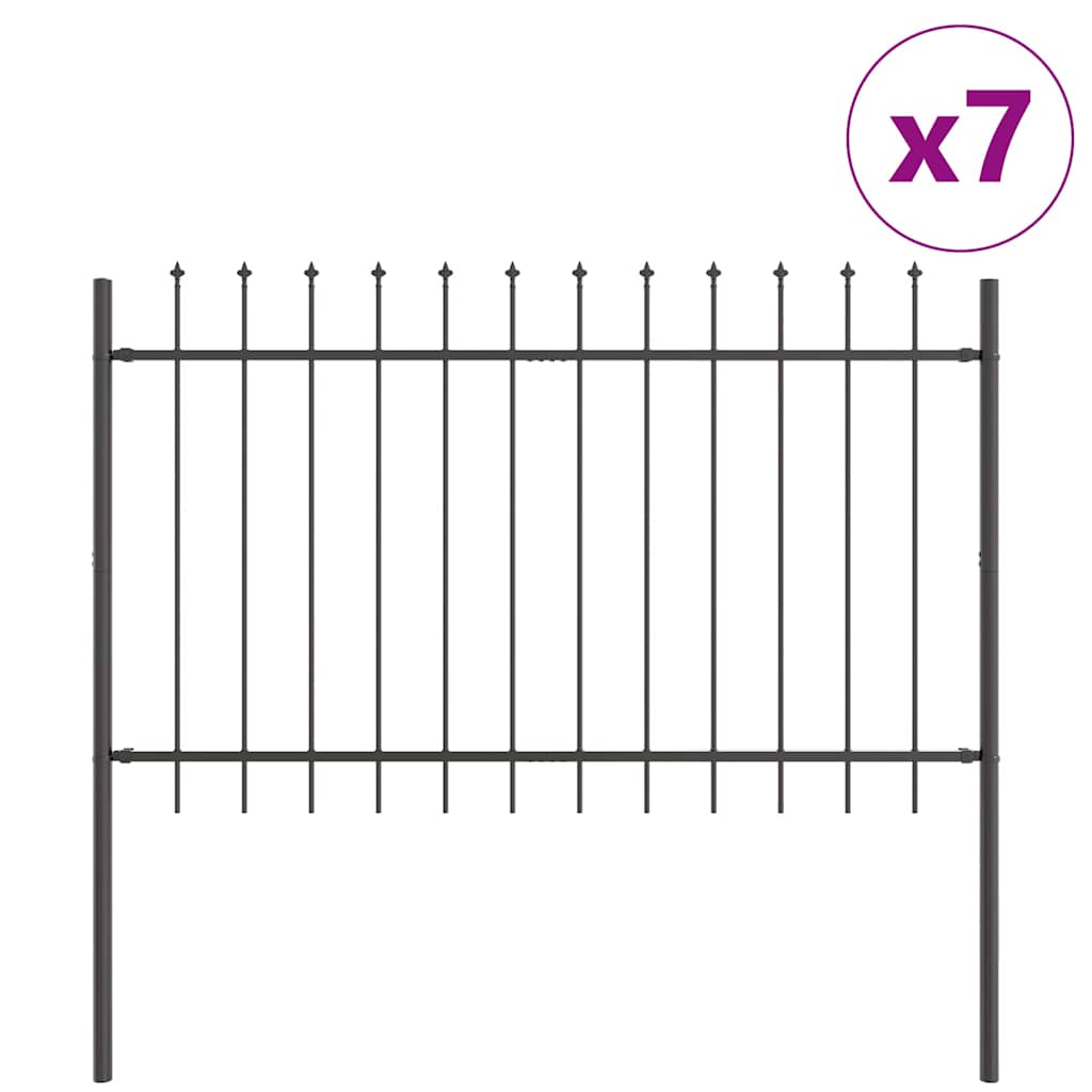 Φράχτης Κήπου 7 pcs Γκρι 11,9 x 1 μ Ατσάλι με Πούδρα
