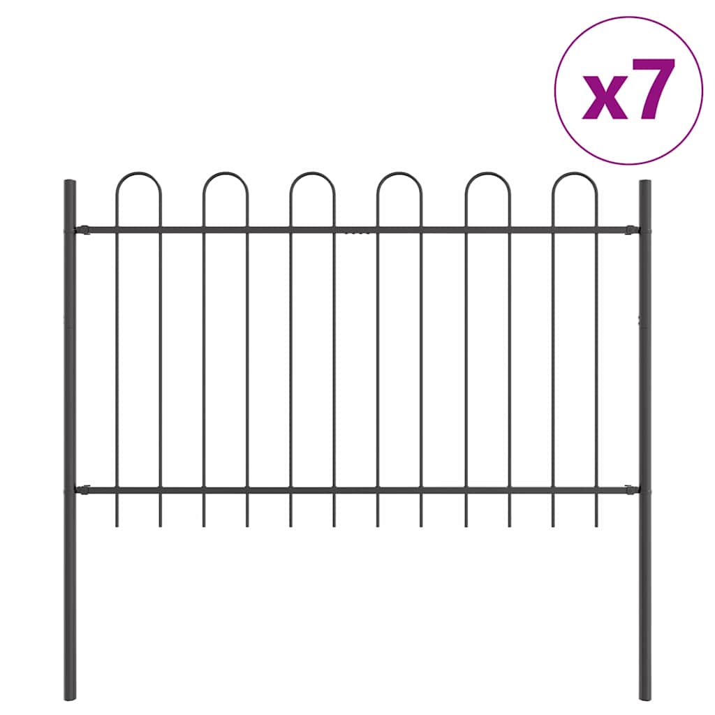 Φράχτης Κήπου 7 pcs Γκρι 11,9 x 0,8 μ Ατσάλι με Πούδρα