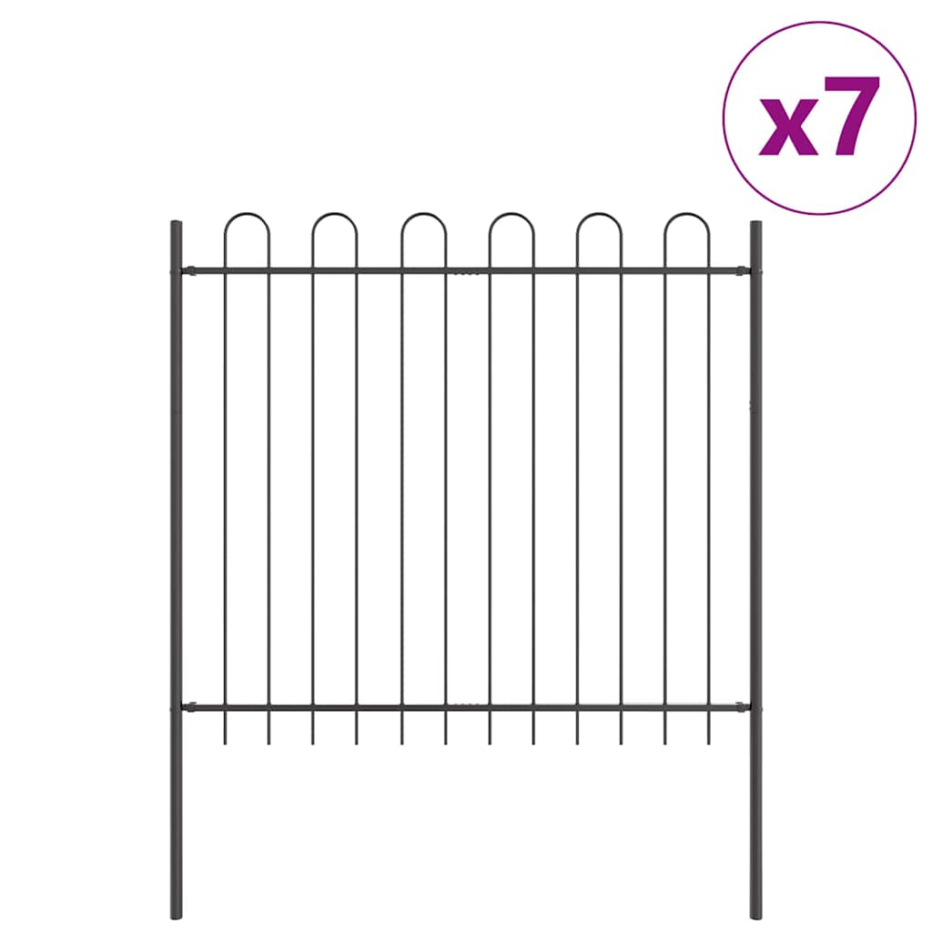 Φράχτης Κήπου 7 pcs Γκρι 11,9 x 1,5 μ Ατσάλι με Πούδρα - Pakobazaar