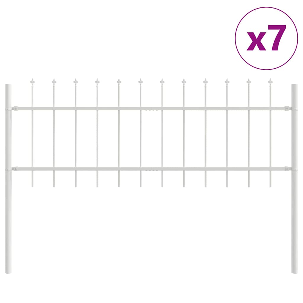 Φράχτης Κήπου 7 pcs Λευκό 11,9 x 0,6 μ Ατσάλι με Πούδρα