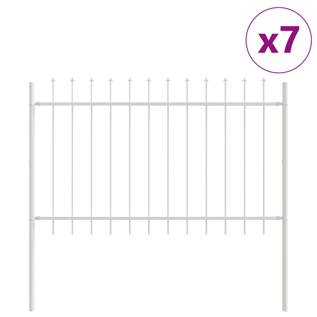 Φράχτης Κήπου 7 pcs Λευκό 11,9 x 1 μ Ατσάλι με Πούδρα