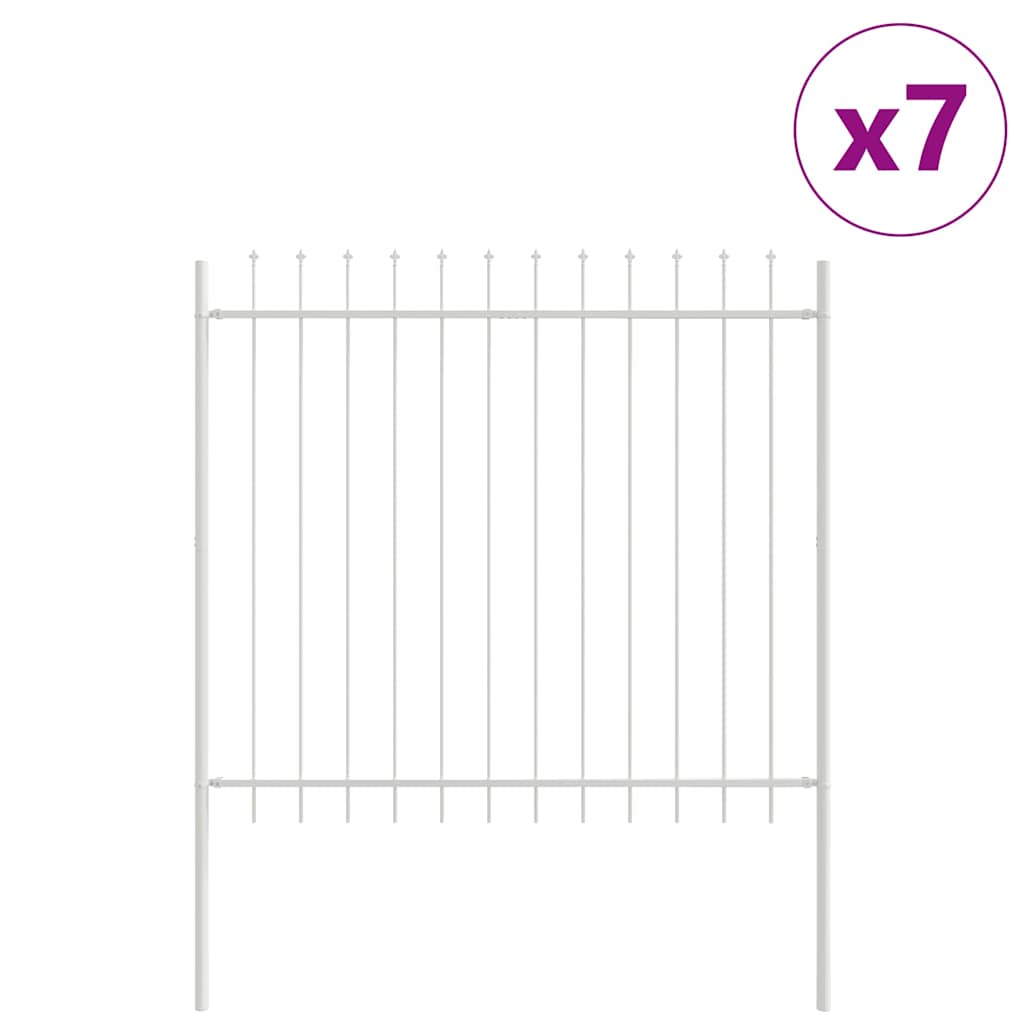 Φράχτης Κήπου 7 pcs Λευκό 11,9 x 1,5 μ Ατσάλι με Πούδρα - Pakobazaar