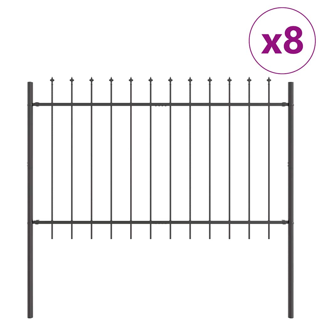 Φράχτης Κήπου 8 pcs Γκρι 13,6 x 0,8 μ Ατσάλι με Πούδρα
