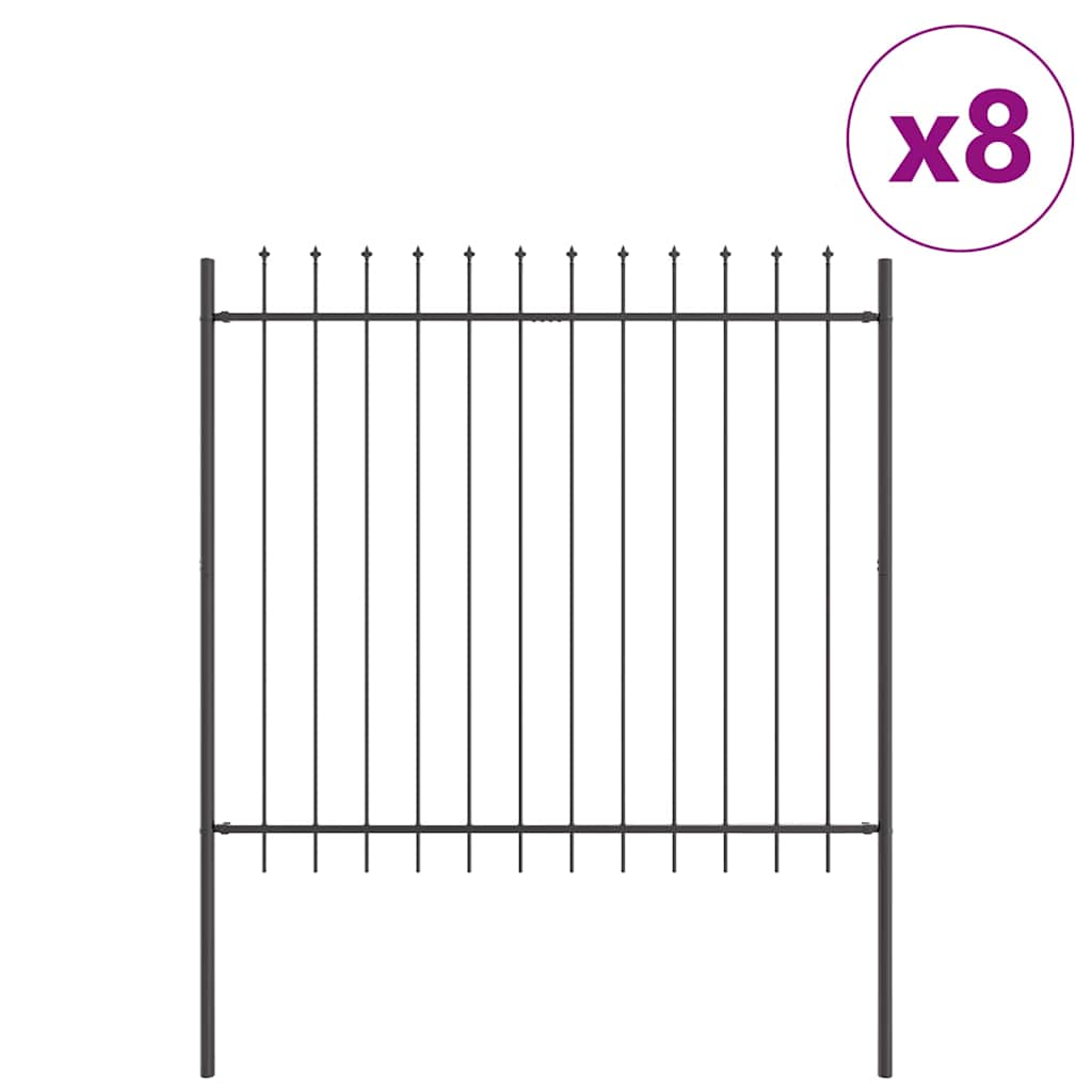 Φράχτης Κήπου 8 pcs Γκρι 13,6 x 1,5 μ Ατσάλι με Πούδρα - Pakobazaar