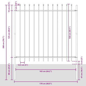 Φράχτης Κήπου 8 pcs Γκρι 13,6 x 1,5 μ Ατσάλι με Πούδρα - Pakobazaar