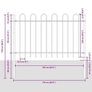 Φράχτης Κήπου 8 pcs Γκρι 13,6 x 1,2 μ Ατσάλι με Πούδρα - Pakobazaar