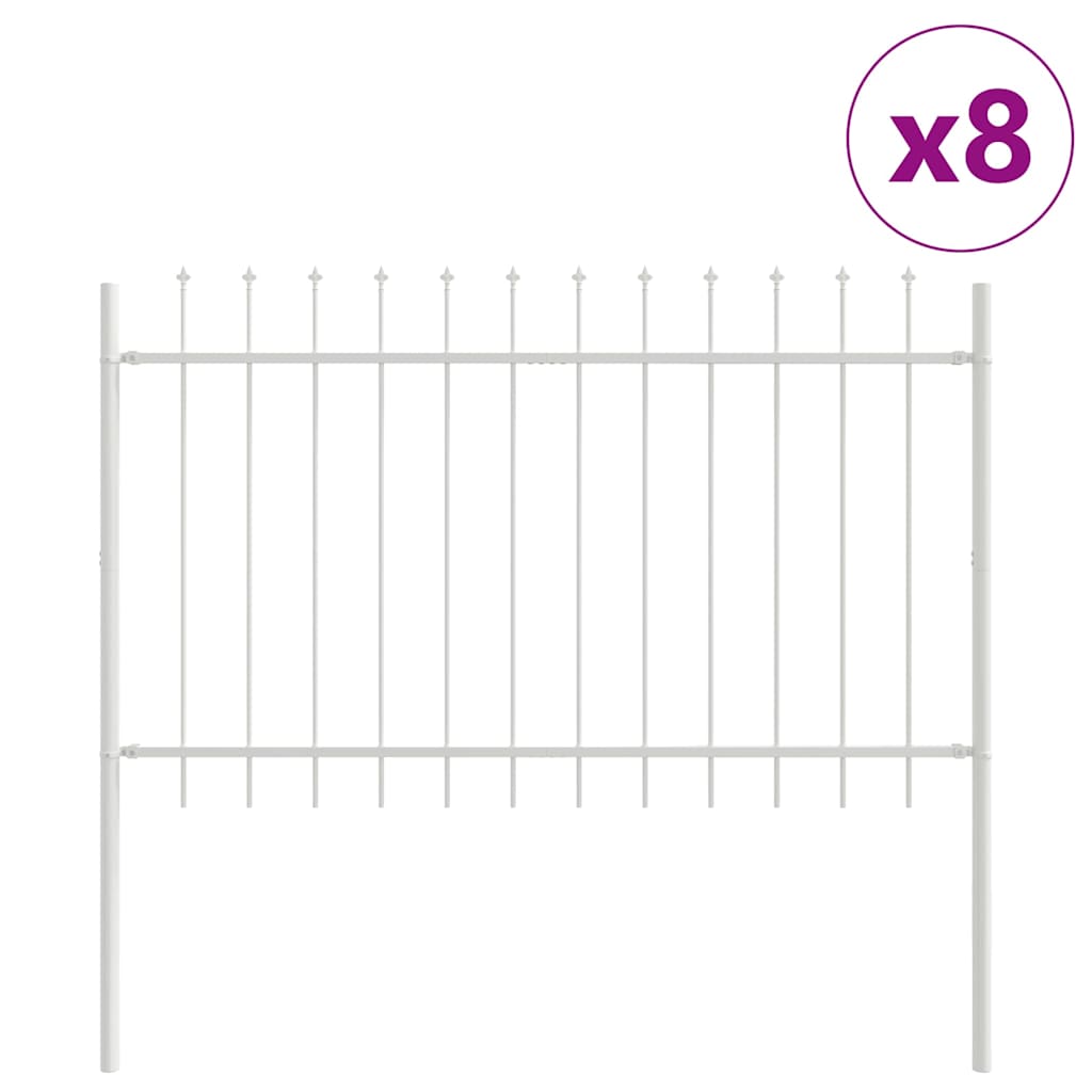 Φράχτης Κήπου 8 pcs Λευκό 13,6 x 0,8 μ Ατσάλι με Πούδρα