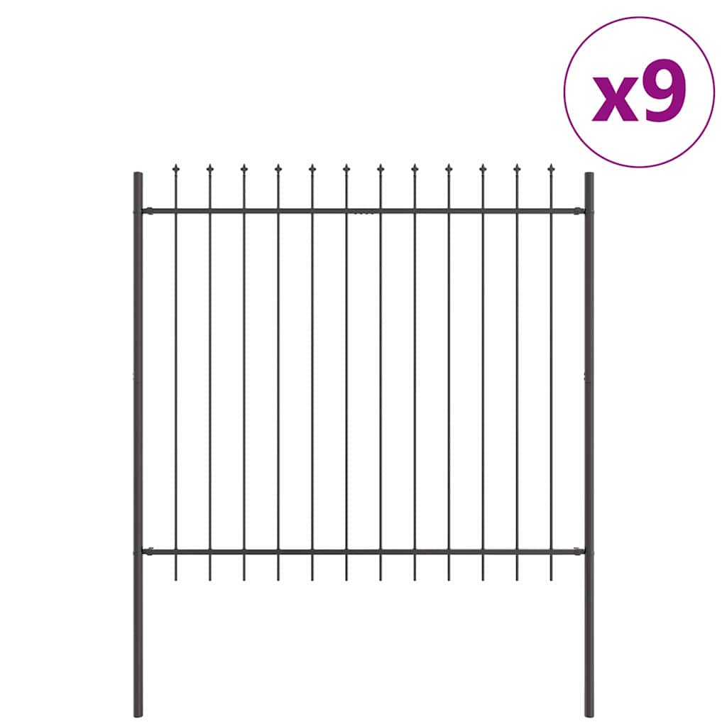 Φράχτης Κήπου 9 pcs Γκρι 15,3 x 1,5 μ Ατσάλι με Πούδρα - Pakobazaar