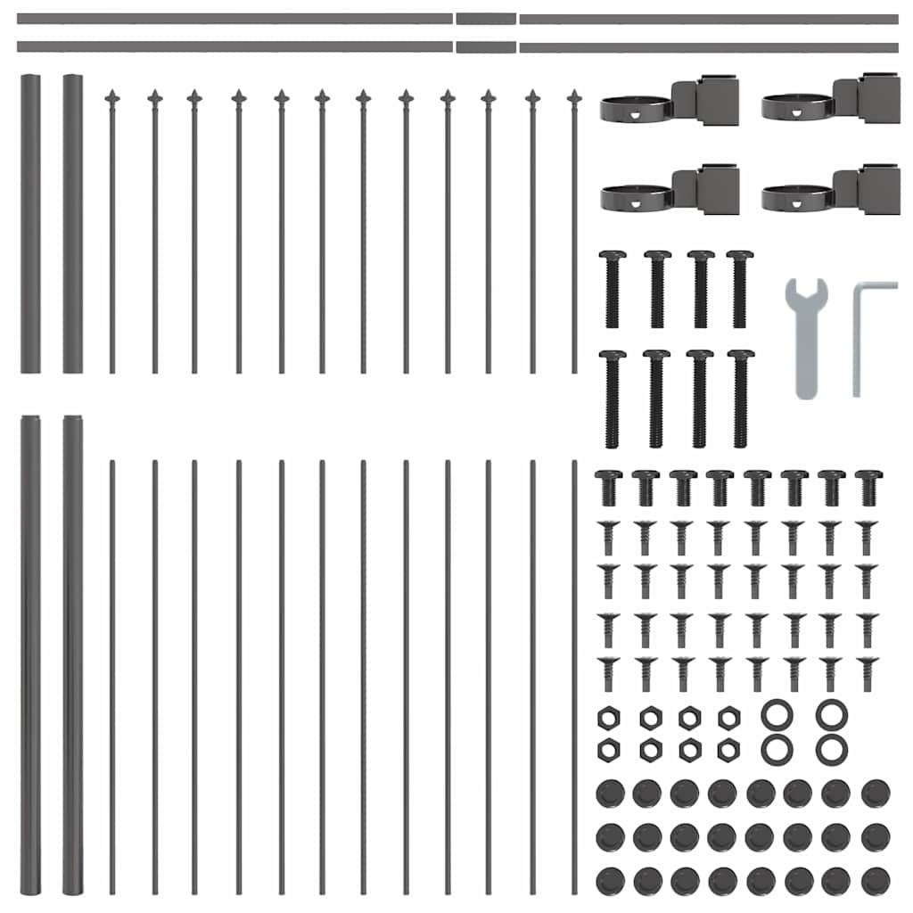 Φράχτης Κήπου 9 pcs Γκρι 15,3 x 1,5 μ Ατσάλι με Πούδρα - Pakobazaar