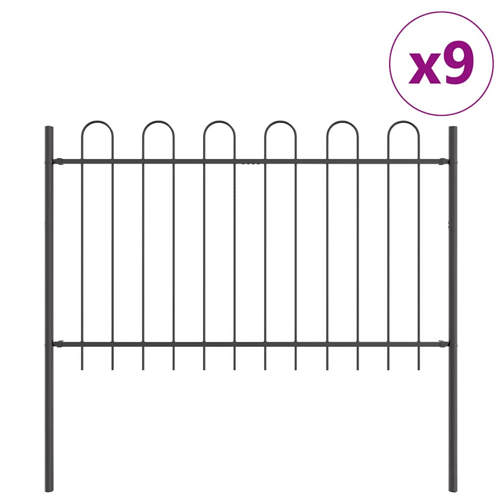 Φράχτης Κήπου 9 pcs Γκρι 15,3 x 1,2 μ Ατσάλι με Πούδρα - Pakobazaar