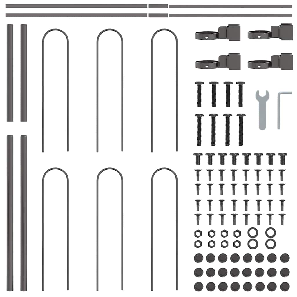 Φράχτης Κήπου 9 pcs Γκρι 15,3 x 1,2 μ Ατσάλι με Πούδρα - Pakobazaar
