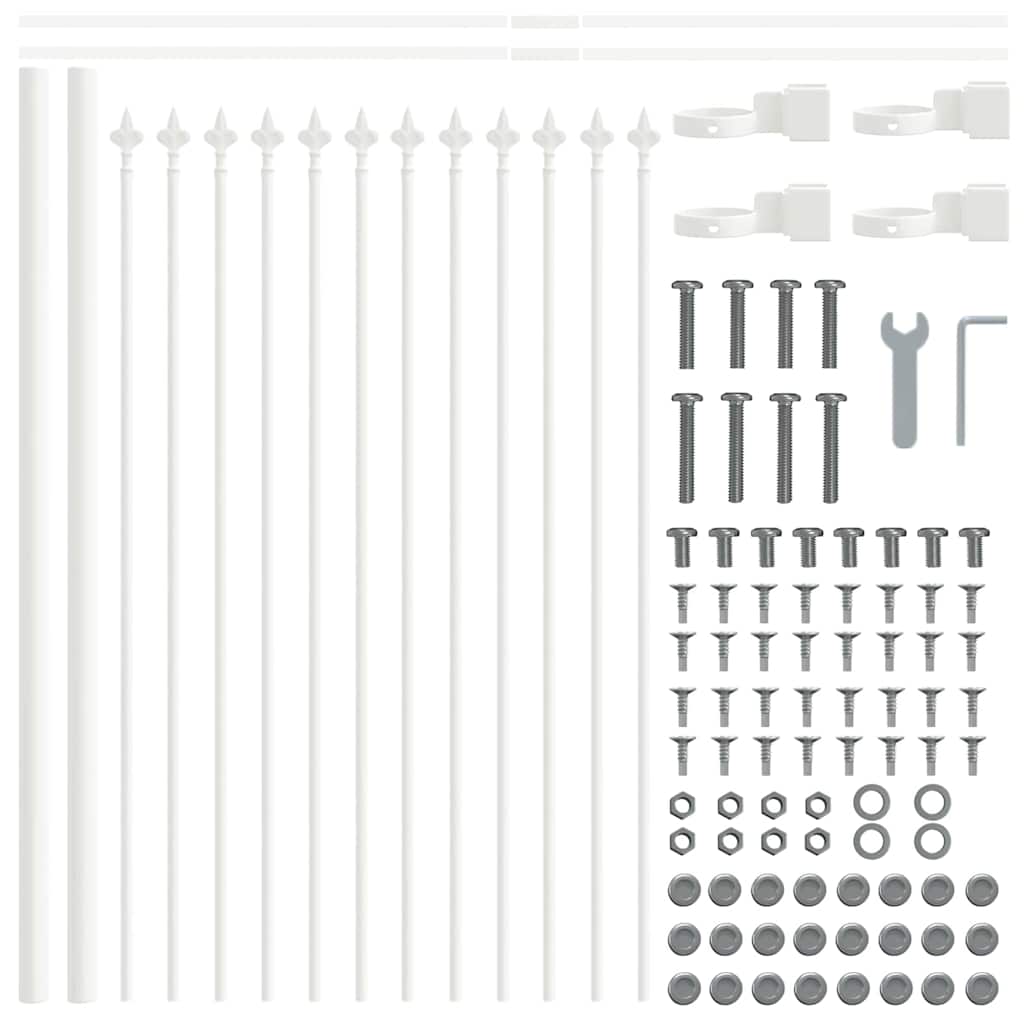 Φράχτης Κήπου 9 pcs Λευκό 15,3 x 0,6 μ Ατσάλι με Πούδρα