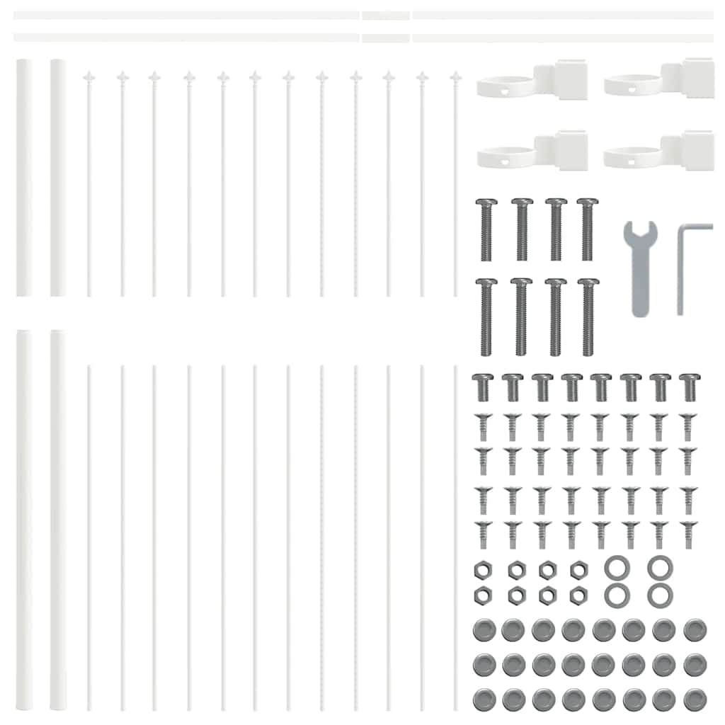 Φράχτης Κήπου 9 pcs Λευκό 15,3 x 1,5 μ Ατσάλι με Πούδρα - Pakobazaar