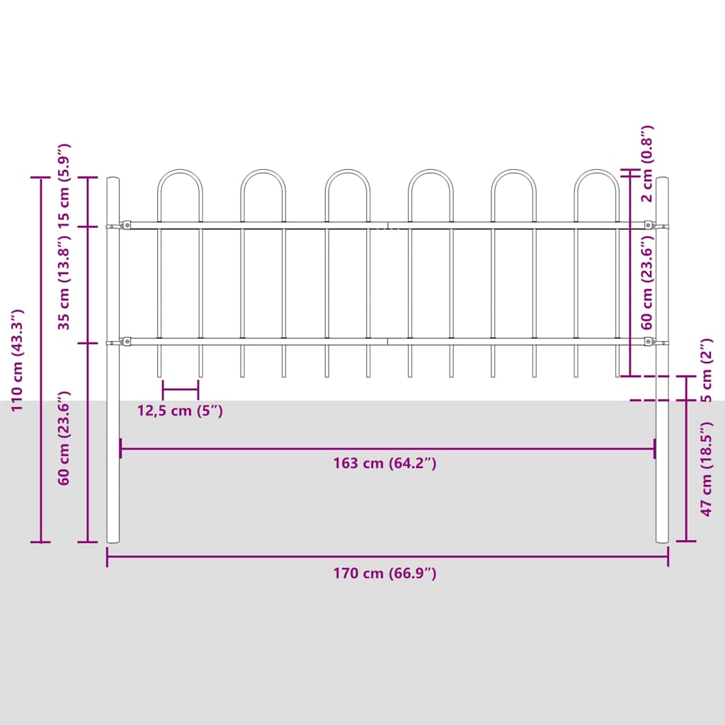 Φράχτης Κήπου 9 pcs Λευκό 15,3 x 0,6 μ Ατσάλι με Πούδρα