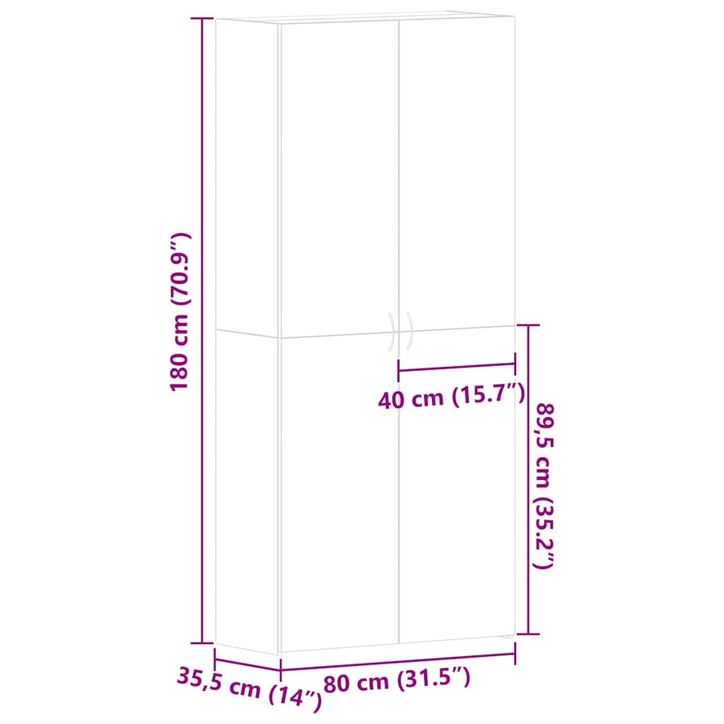 Ντουλάπα Παπουτσιών Λευκό 80 x 35.5 x 180 εκ Επεξεργασμένο ξύλο