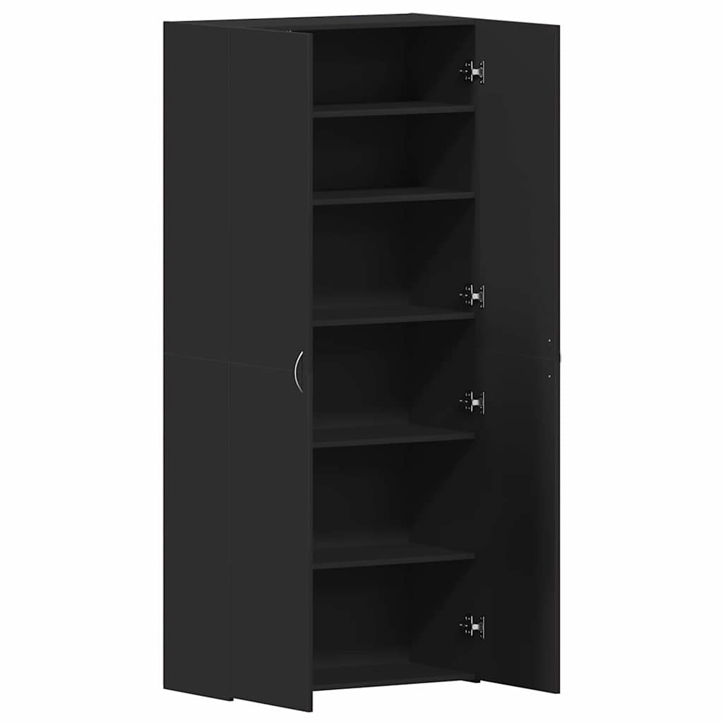 Ντουλάπα Παπουτσιών Μαύρο 80 x 35.5 x 180 εκ Επεξεργασμένο ξύλο