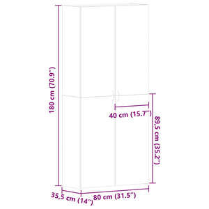 Ντουλάπα Παπουτσιών 80 x 35.5 x 180 εκ Επεξεργασμένο Ξύλο Μαύρο