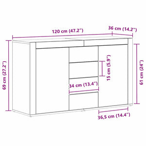 Πλαϊνό γραφείο με συρτάρι Καπνιστό Δρύς 120 x 36 x 69 εκ - Pakobazaar