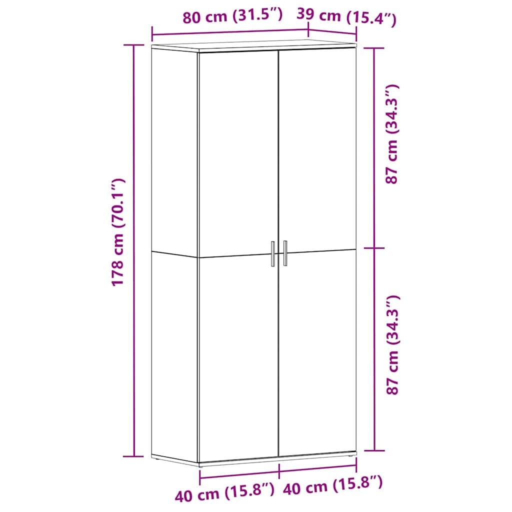 Ντουλάπα Παπουτσιών με ράφι Δρύς Sonoma 80 x 39 x 178 εκ