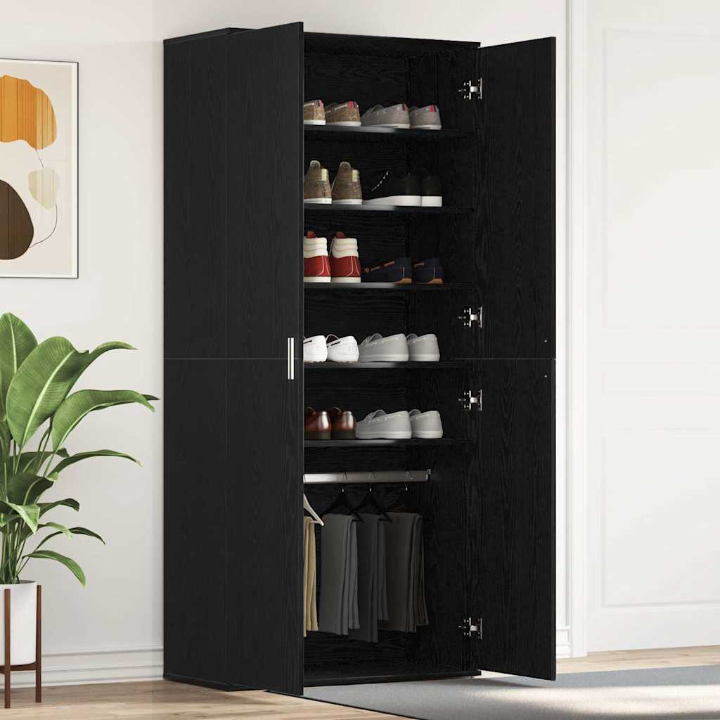 Ντουλάπα Παπουτσιών με ράφι Μαύρη Οξυά 80 x 39 x 178 εκ