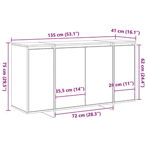 Πλαϊνό γραφείο Γκρίζο Σονομα 135 x 41 x 75 εκ