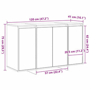 Πλαϊνό γραφείο Μαύρο 120 x 41 x 75 εκ. Επεξεργασμένο Ξύλο