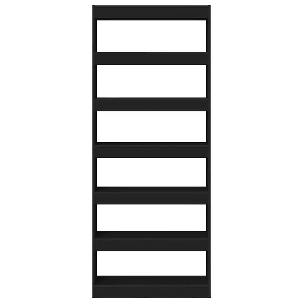 Βιβλιοθήκη με ράφι Μαύρο 80 x 30 x 198 εκ Επεξεργασμένο ξύλο