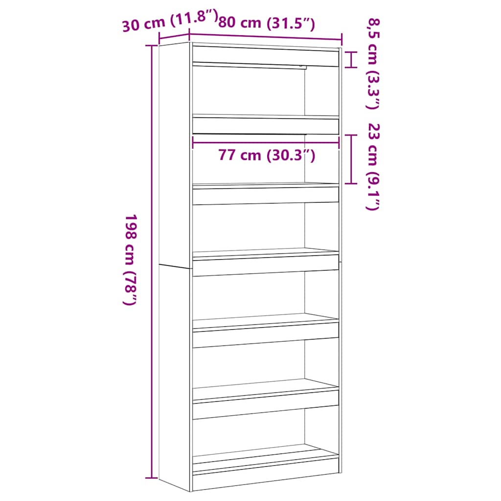 Βιβλιοθήκη Artisan Oak 80 x 30 x 198 εκ Επεξεργασμένο ξύλο