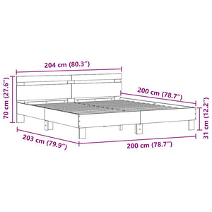 Σκελετός Κρεβατιού Artisan Oak 200 x 200 cm Επεξεργασμένο Ξύλο - Pakobazaar
