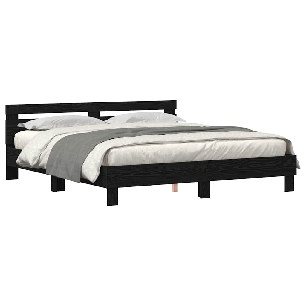 Σκελετός Κρεβατιού Μαύρη Οξυά 200 x 200 cm Επεξεργασμένο ξύλο